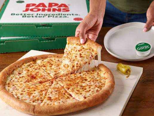 pizza de queso papa johns con hilo de queso