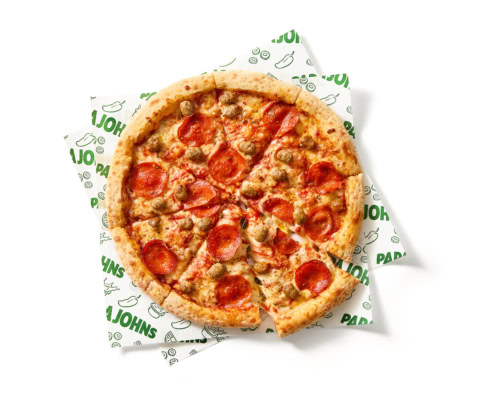 pizza papa john’s de pepperoni y salchicha