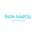 papa napoli logo in cyanblau, minimaler pizzaschriftzug