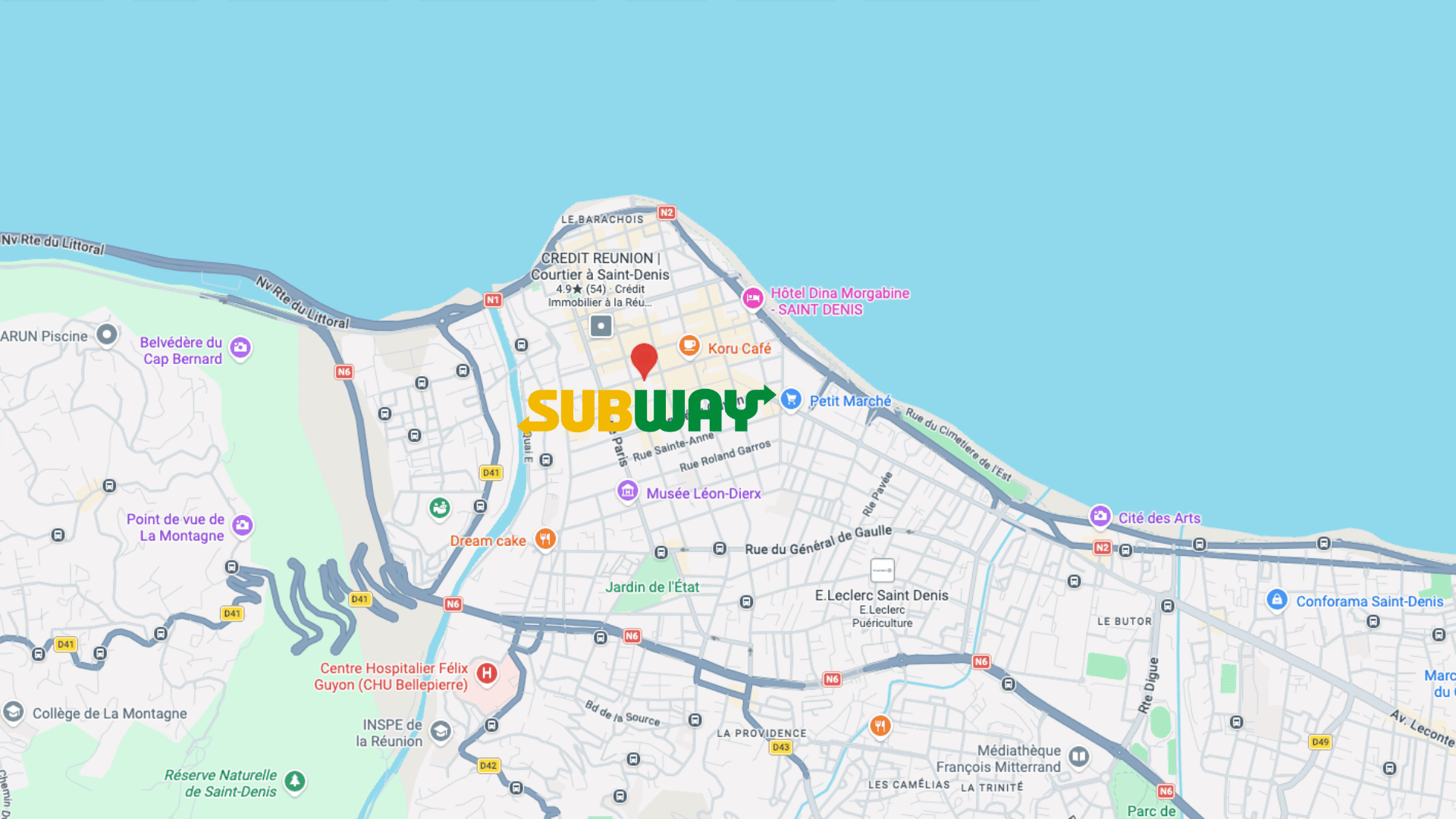 carte côtière de saint‑denis avec logo subway