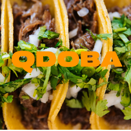 qdoba corn tacos with shredded meat and cilantro