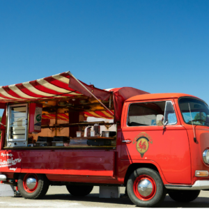 vintage volkswagen waffle food truck with awning