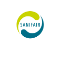logo sanifair : cercle vert et bleu moderne