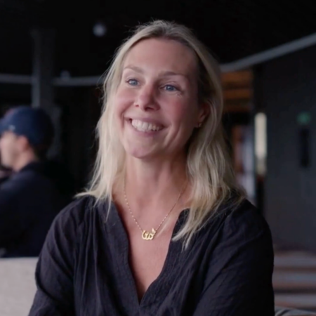warm portrait of a smiling blonde woman