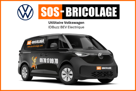 fourgon publicitaire sos bricolage volkswagen noir orange