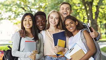 happy student study group on campus