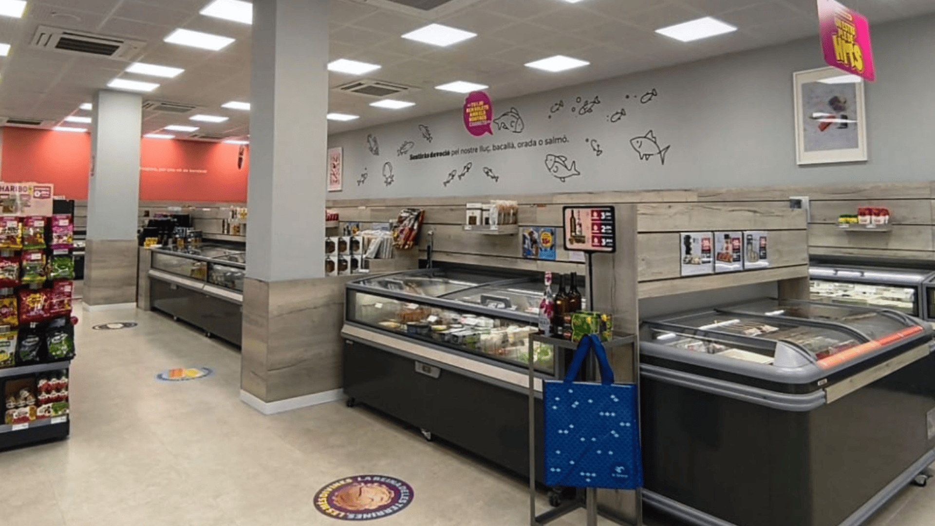 interior de tienda de congelados con vitrinas frigoríficas