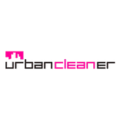 logo minimalista urban cleaner en rosa y gris