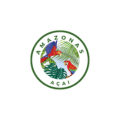 logo amazonas açaí con loro tropical