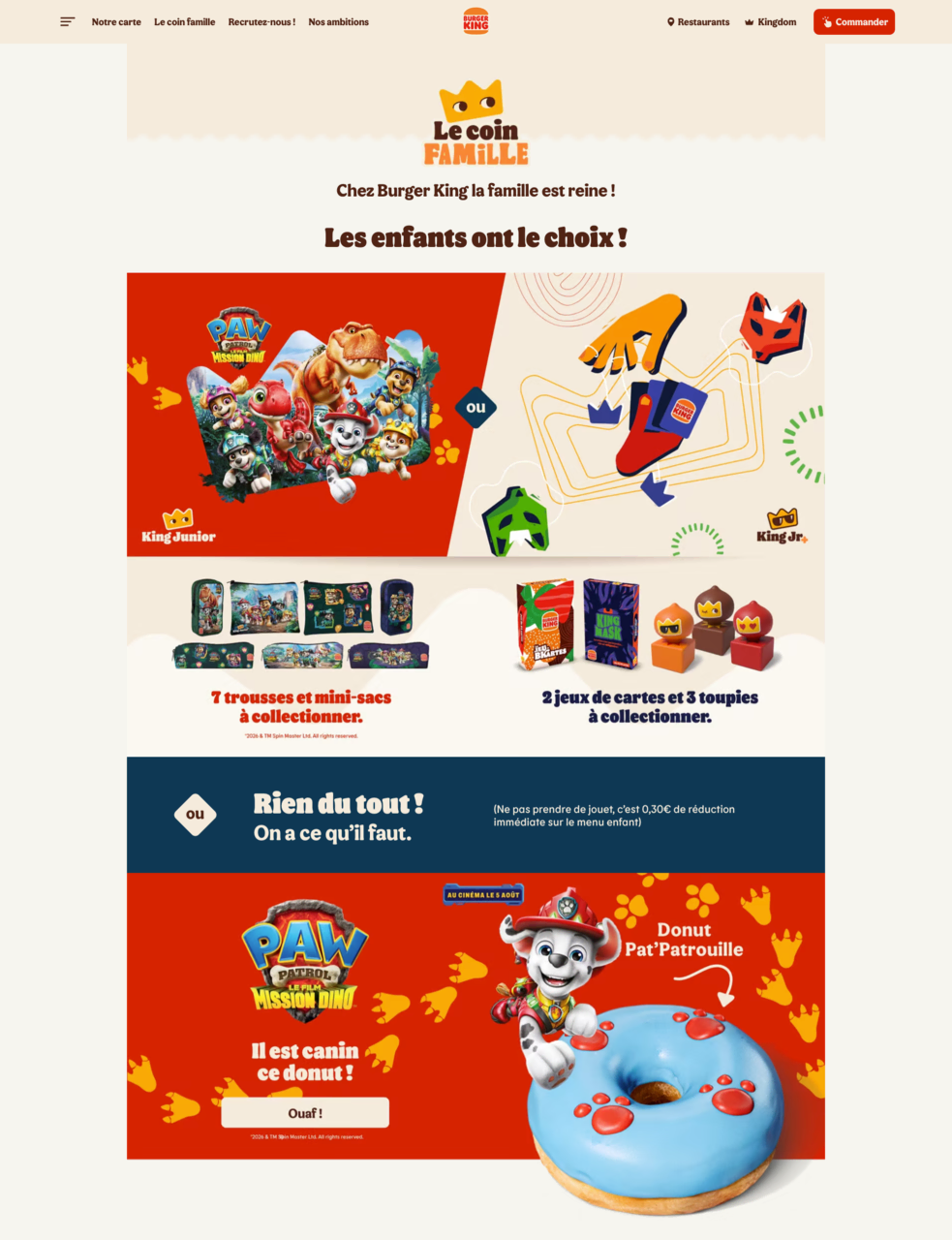 burger king france : menu enfants et jouets à collectionner