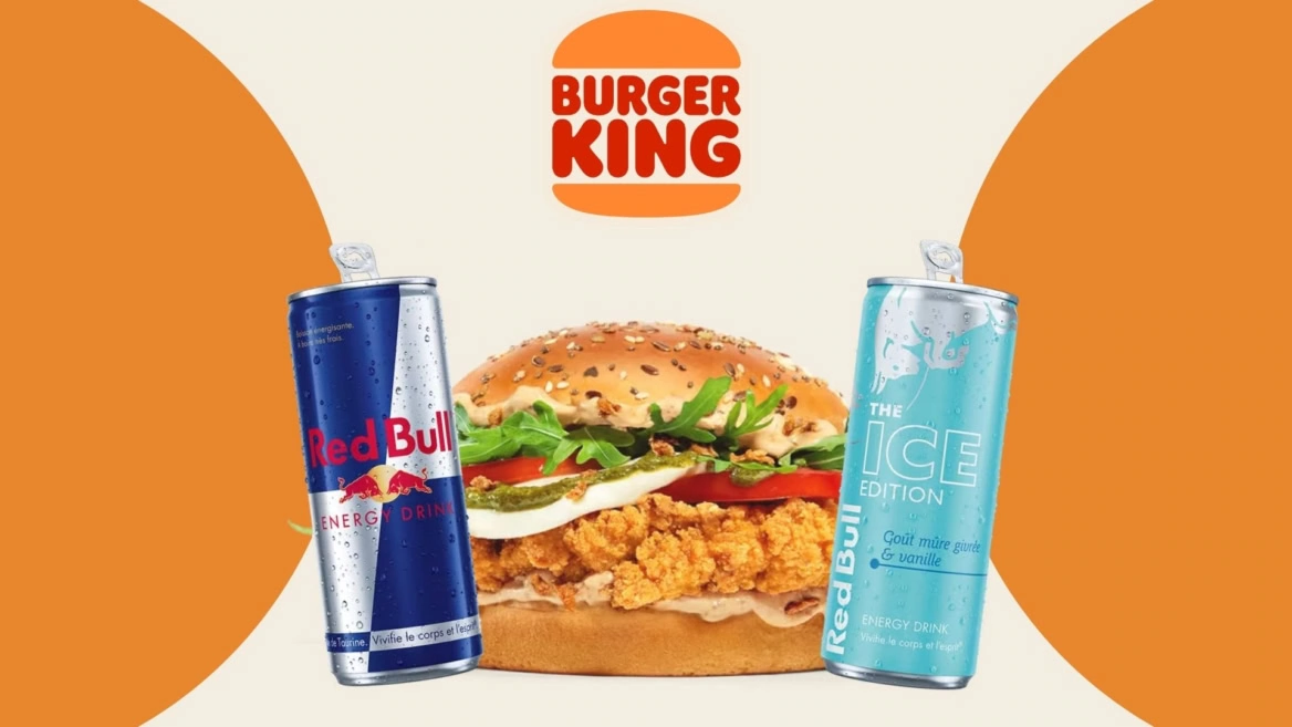 burger king : burger croustillant et red bull