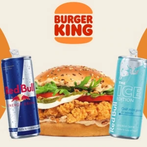 burger king : burger croustillant et red bull