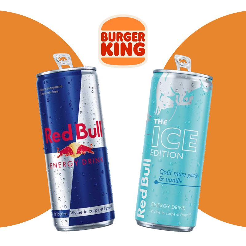 burger king et red bull : boisson Énergisante promotionnelle