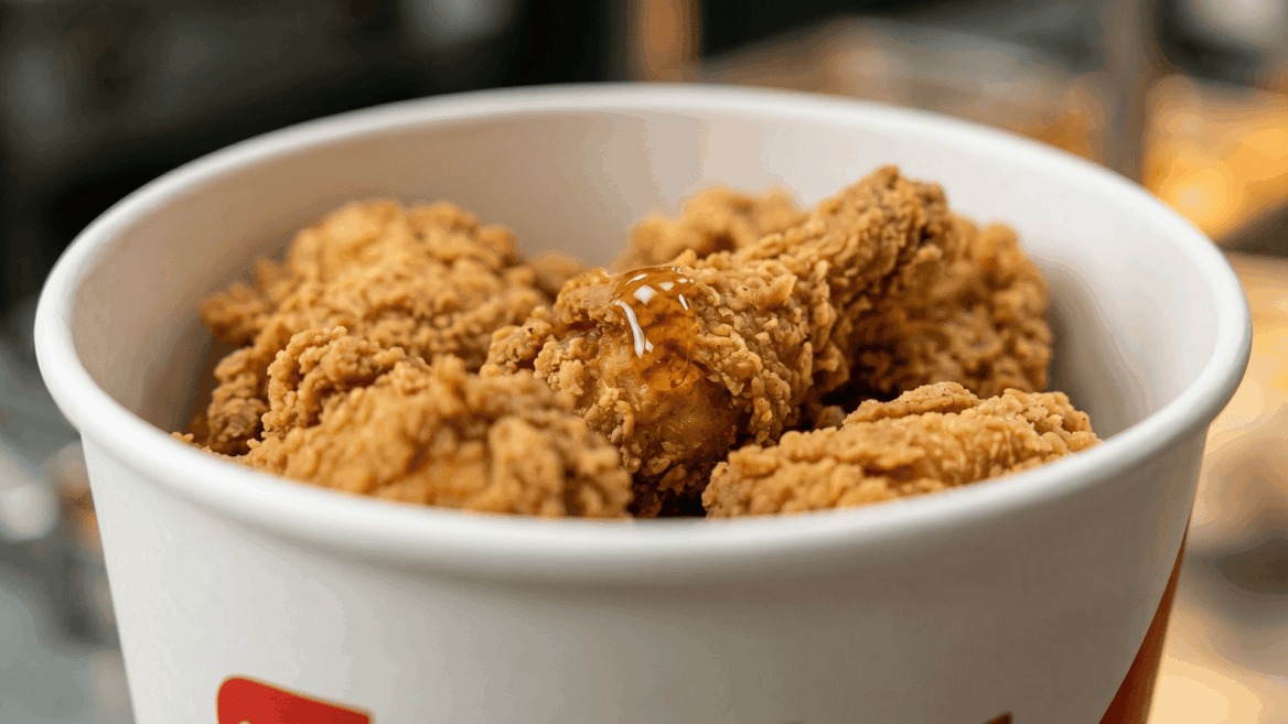 pollo frito crujiente en vaso de papel