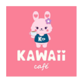 logo café kawaii avec lapin rose