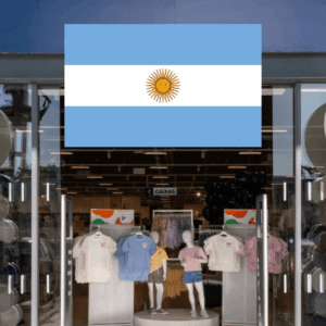 entrada kiabi decorada con globos argentinos