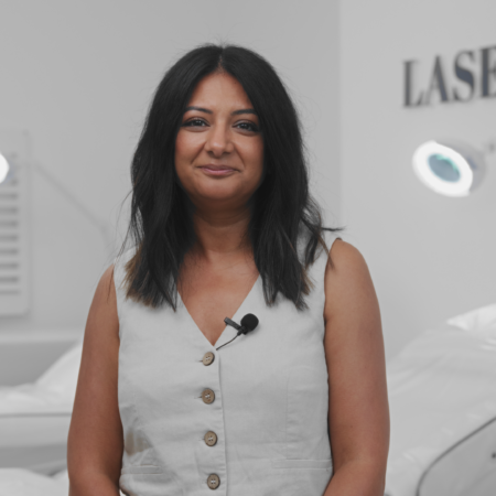 laser skin clinic expert speaking on camera