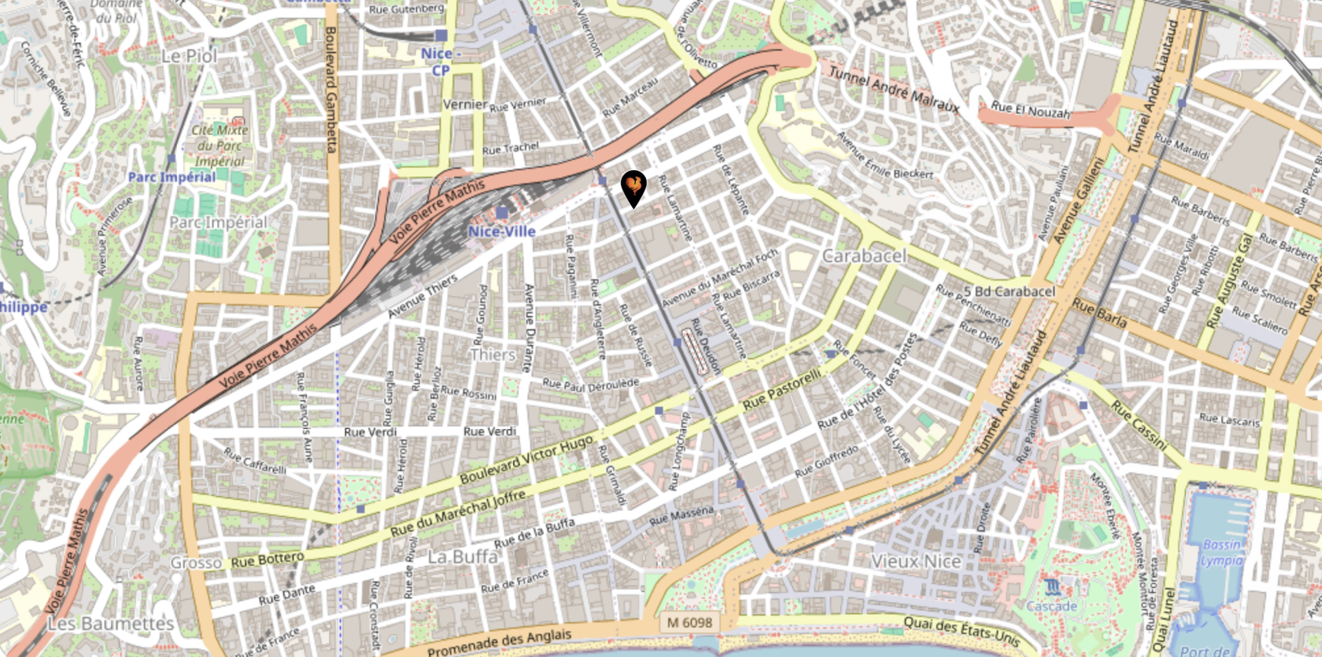 plan du centre ville de nice avec repère près de nice ville