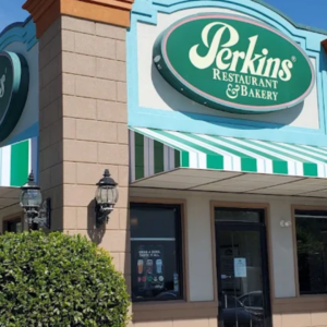 perkins restaurant exterior with classic awnings