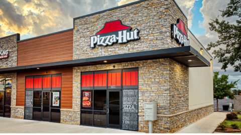 pizza hut exterior with modern storefront