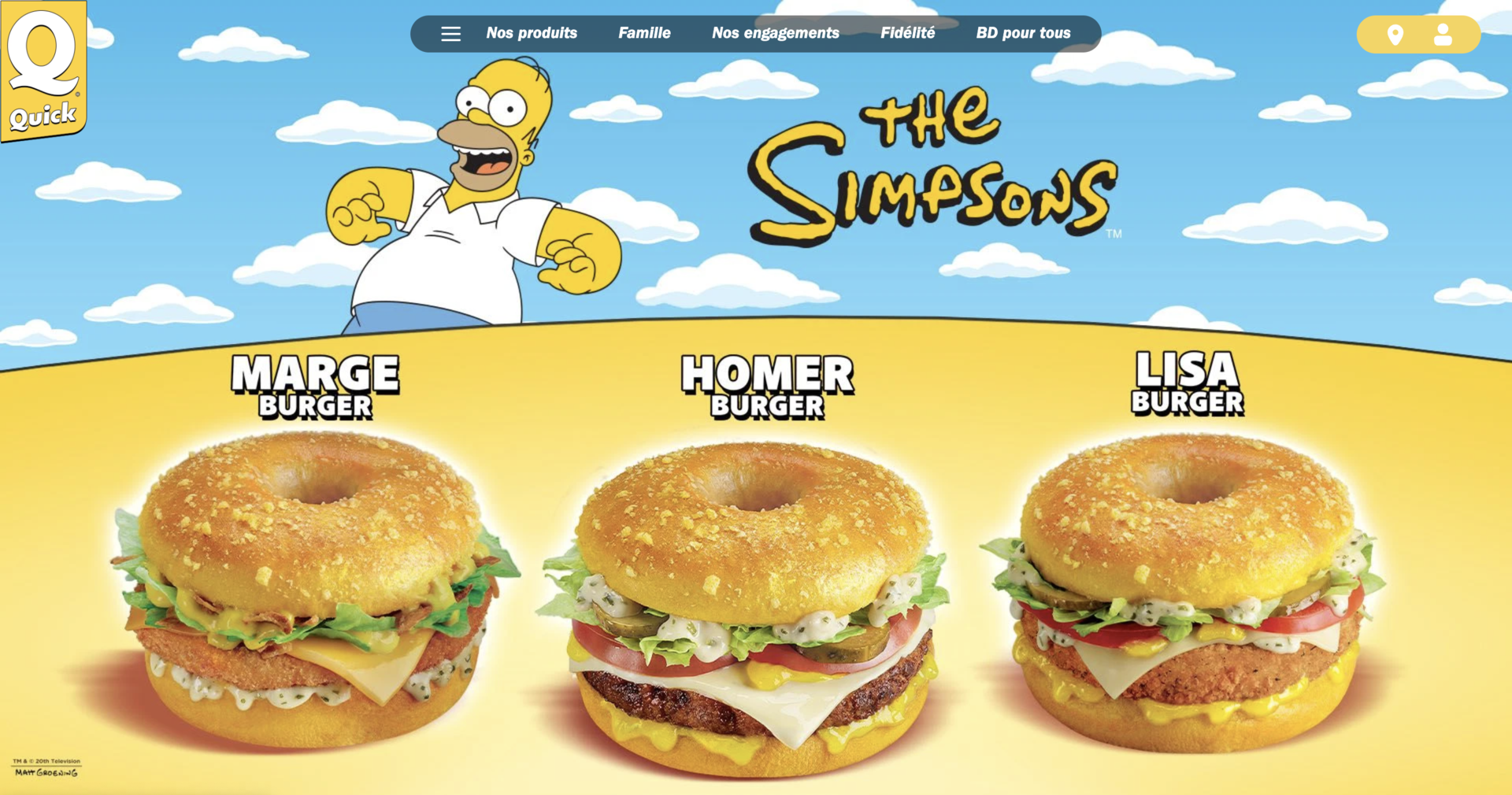 quick x les simpson : burgers marge, homer et lisa