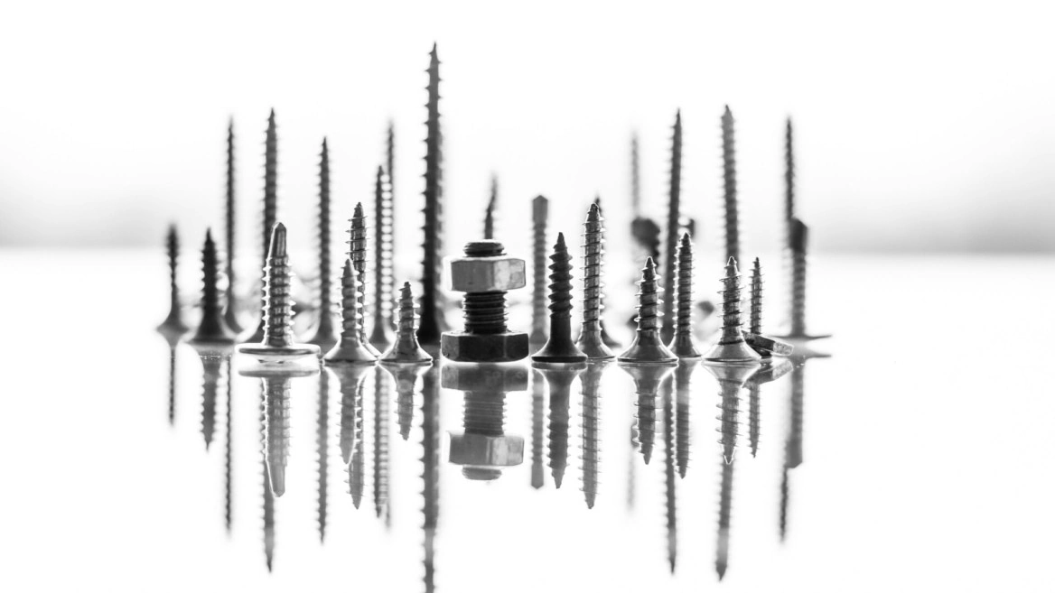 visserie noire et blanche en reflet