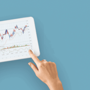 tablette de trading avec graphique boursier