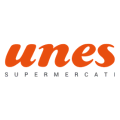 logo unes supermercati in arancione e grigio