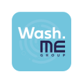 logo wash.me group bleu clair moderne