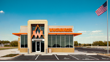 whataburger restaurant exterior under blue sky