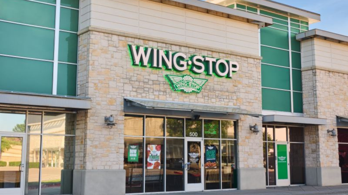 wingstop restaurant facade with modern storefront