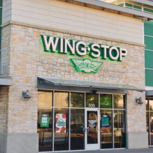 wingstop restaurant facade with modern storefront
