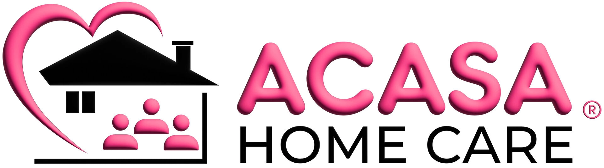 acasa home care logo with pink house icon