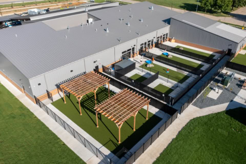 aerial view of modern mini golf complex
