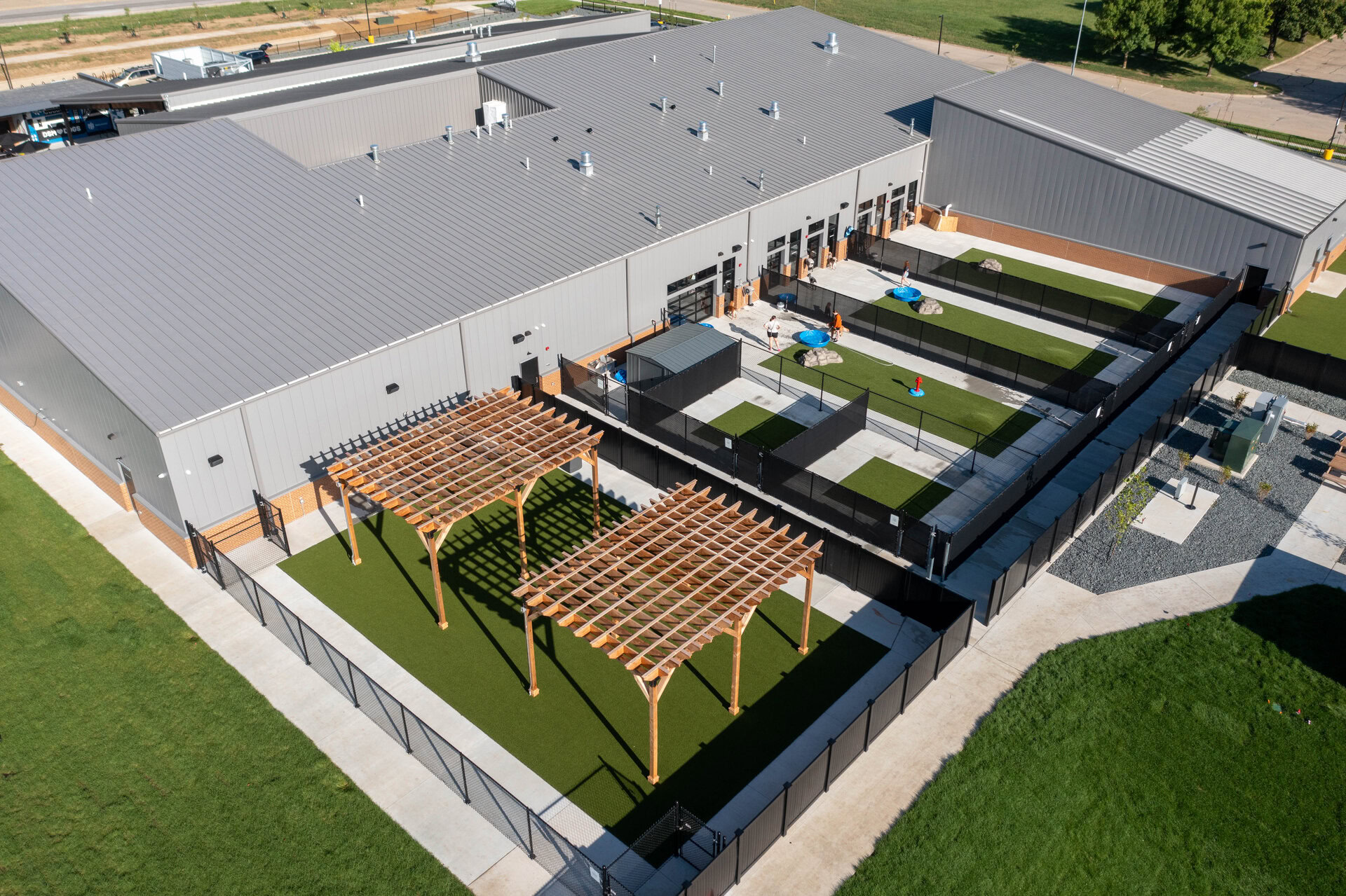 aerial view of modern mini golf complex