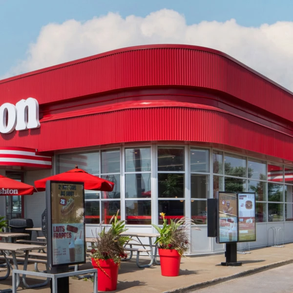 restaurant ashton rouge avec terrasse ensoleillée