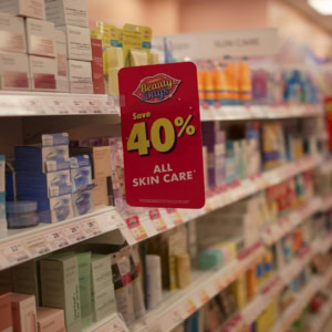beauty days skincare sale, 40% off aisle