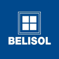 logo belisol bleu, symbole fenêtre blanc