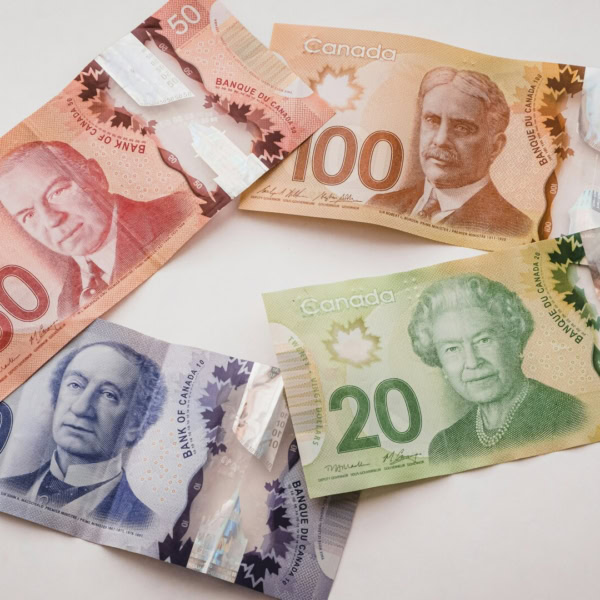billets canadiens de 10, 20, 50 et 100 $