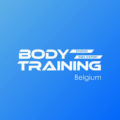 logo body training belgique sur fond bleu