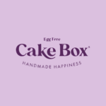 cake box logo, handmade happiness, egg free bakery