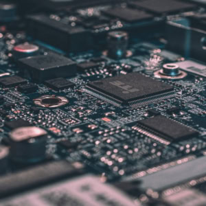 macro circuit imprimé aux lueurs high tech
