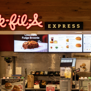 chick fil a express counter with menu boards