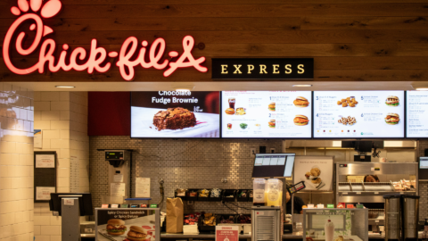 chick fil a express counter with menu boards