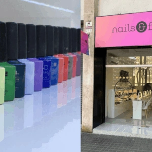 esmaltes cnd shellac y fachada de salón de uñas
