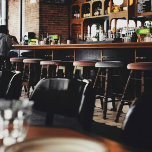 warm rustic bar interior with natural light