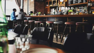 warm rustic bar interior with natural light