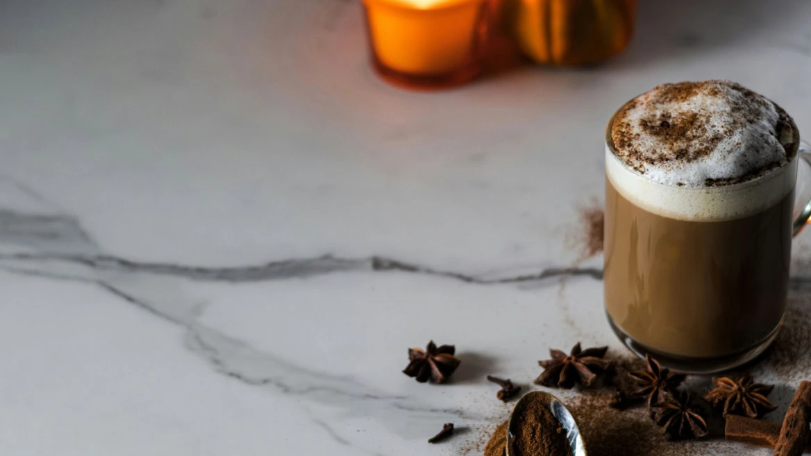 spiced latte with star anise and cinnamon