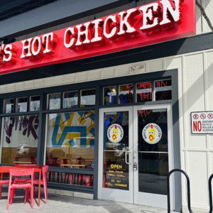 dave’s hot chicken storefront with red sign