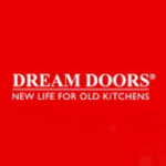 dream doors kitchen renovation logo on red background